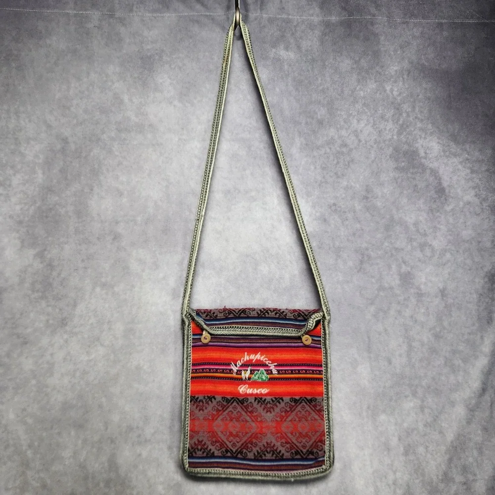 Machu Picchu Cusco Peru Woven Crossbody Bag Llama Embroidered South America